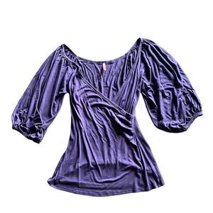 Surplice Top Cross Front Purple Plus Size 1 Stretchy Flattering